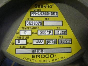 2" ERDCO Flow Rate Indicator NSN:6680-01-128-6273 P/N:FM-14762-001