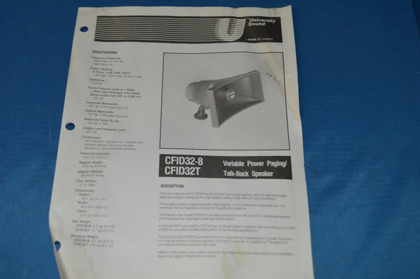 University Sound 15-Watt Paging Talk-Back Speaker with Mounting Bracket Base nsn: 5965-00-804-1374