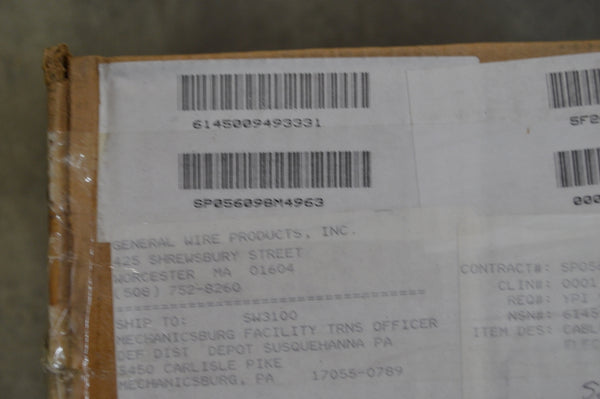 Electrical Special Purpose Cable 500ft,18awg, NSN:6145-00-949-3331Model: M49285/12