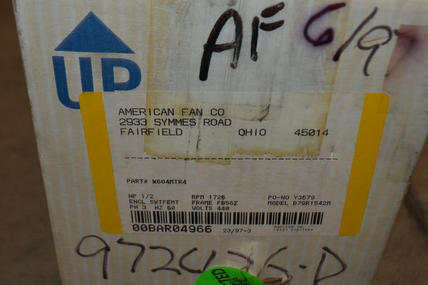 1/2 HP RELIANCE AC MOTOR 1725 RPM 440v FR: fb56z NEW!