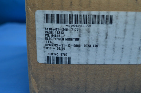 Electric Power Monitor, External Aircraft, 115VAC, 400HZ P/N:94618-3 NSN:6110-01-246-7177