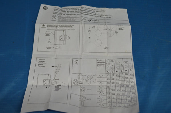 Allen Bradley 800T-J20A Electric Rotary 3 Position W/ Spring Return NSN:5930-01-526-1809