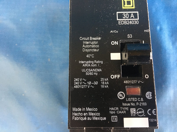 Square D EDB EDB24030 2 Pole 30 Amp 480Y/277V Circuit Breaker