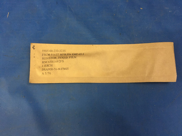 (10) Raytheon RNC65H1621FM Film Fixed Resistor NSN:5905-00-233-3235
