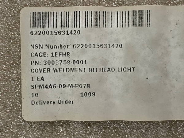 (1) General Dynamics Land Systems 3003759 Light Housing NSN:6220-01-563-1420
