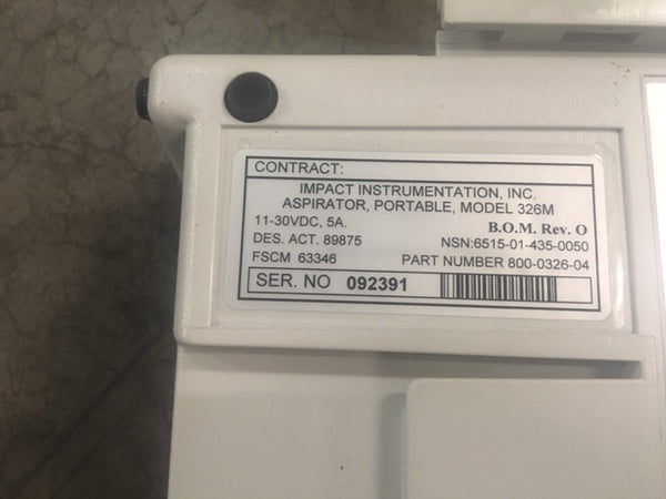 326/326M Impact Portable Continuous/Intermittent Surgical Suction Pump Aspirator P/N:800-0326-04 NSN:6515-01-435-0050