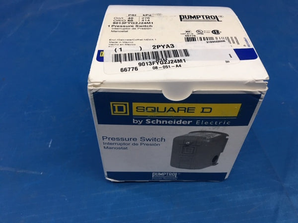 Square D Pumptrol 40 psi 60 psi Pressure Switch  P/N:9013FYG2J24MI NSN:5930-01-586-3692