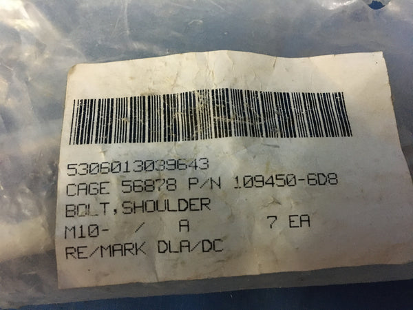 (10) Military Aircraft 109450-6D8 Stainless Shoulder Bolt 1/2" x 1" NSN:5306-01-303-9643