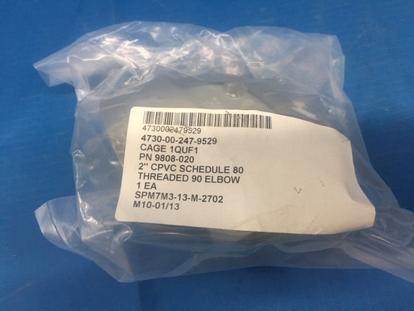 2" CPVC Schedule 80 Threaded 90 Degree Elbow Pipe Fitting NSN:4730-00-247-9529