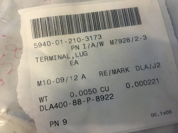 (20) Tyco M7928/2-3 Lug Terminal NSN:5940-01-210-3173