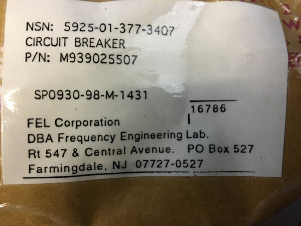 F E L Corp AS168X-CB3 Circuit Breaker 5A 480VAC NSN:5925-01-377-3407