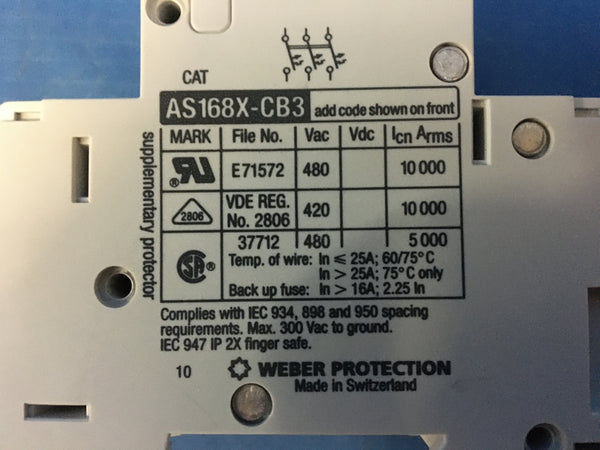 F E L Corp AS168X-CB3 Circuit Breaker 5A 480VAC NSN:5925-01-377-3407