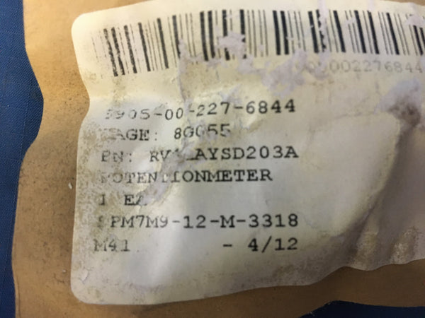 PEC RV4LAYSD203A Potentionmeter NSN:5905-00-227-6844