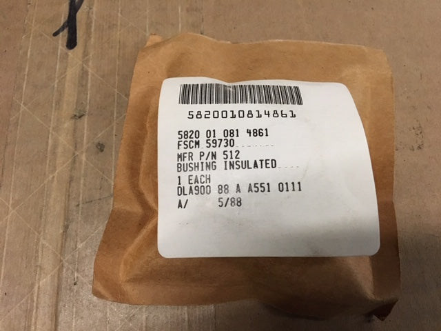 1" Insulated Knockout Bushing, Plastic, P/N:512, Qty-10 NSN:5820-01-081-4861