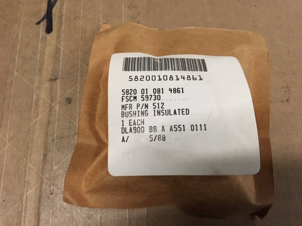 1" Insulated Knockout Bushing, Plastic, P/N:512, Qty-10 NSN:5820-01-081-4861