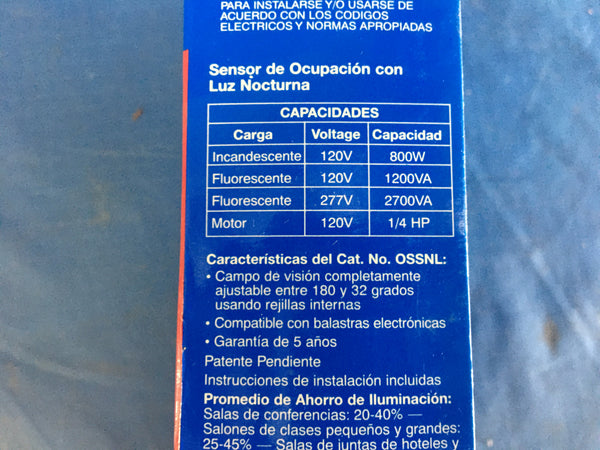 NEW!!! Leviton 091-OSSNL-IDW Decora Passive Infrared Wall Switch Occupancy Sensor