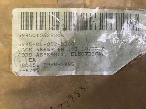 Dynatech 152-10/78-6 Electrical Cord Assembly NSN:5995-01-052-5206
