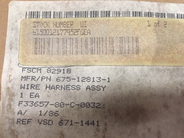 Branched Wiring Harness for use w/Oas/cmi system NSN:6150-01-217-7952 Model: 675-12813-1