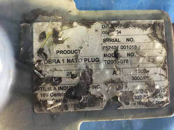 Tesla Cobra NATO Plug TI2005-078 , 3000 peak amps NSN:6130-01-523-1270 USED