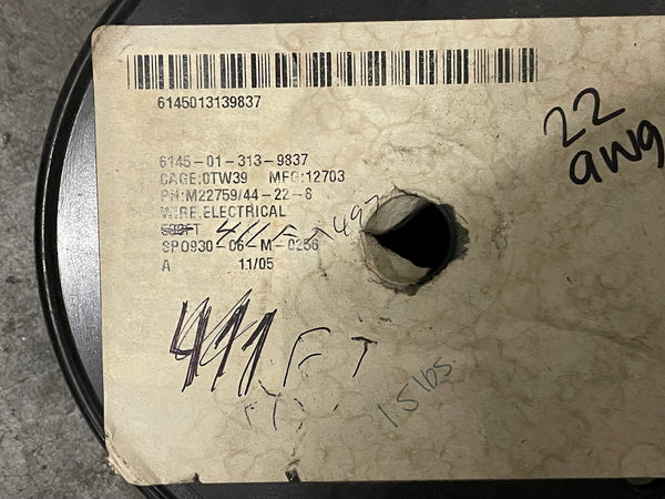 411FT M22759/44-22-8 Tyco Electrical Wire NSN:6145-01-313-9837  22AWG