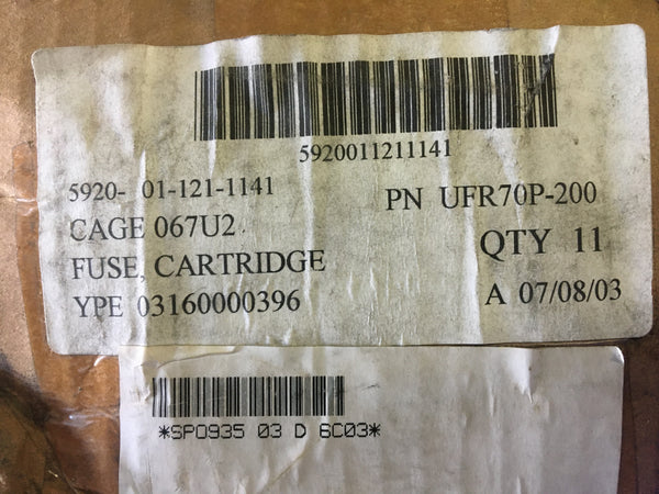Den Mar UFR70P-200 Cartridge Fuse NSN:5920-01-121-1141