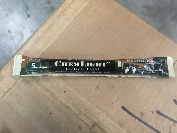 (10) ChemLight Super High Intensity Tactical Lights, Orange NSN:6260-01-247-0363 Model:9-03630