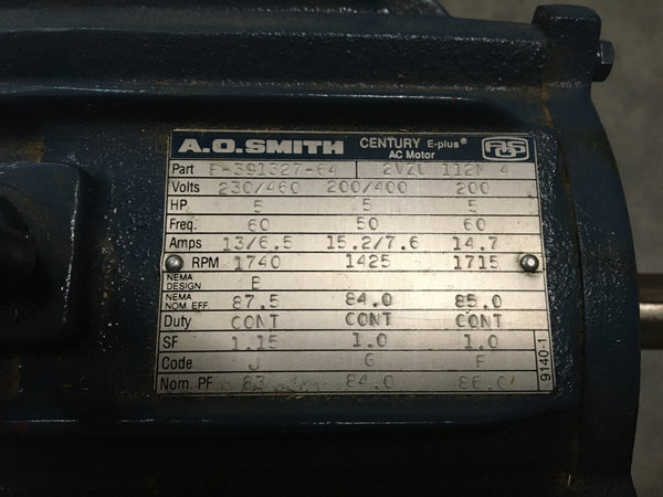 5 HP A.O Smith Century E-Plus AC Motor 3PH 50/60HZ P/N:F-391327-64