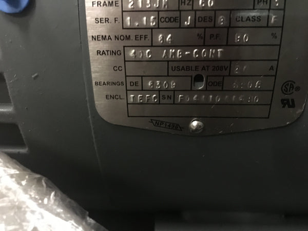 Baldor 37J958X075 Washdown Duty Motor, 7-1/2Hp, 208-230/460V, 3450RPM, 3Ph