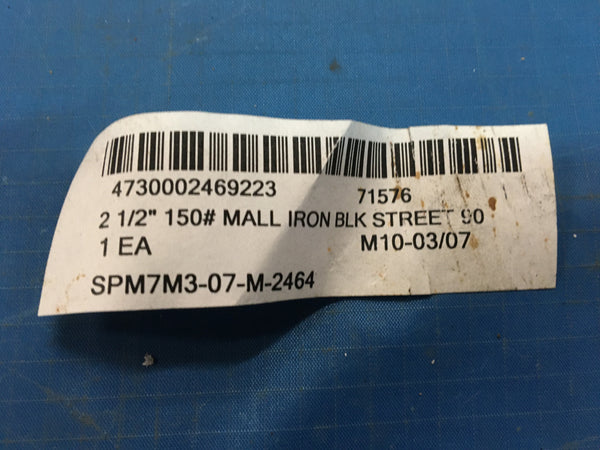 1-1/2" NPT, Malleable Iron Black Pipe, 90deg Street Elbow, Lot of 2