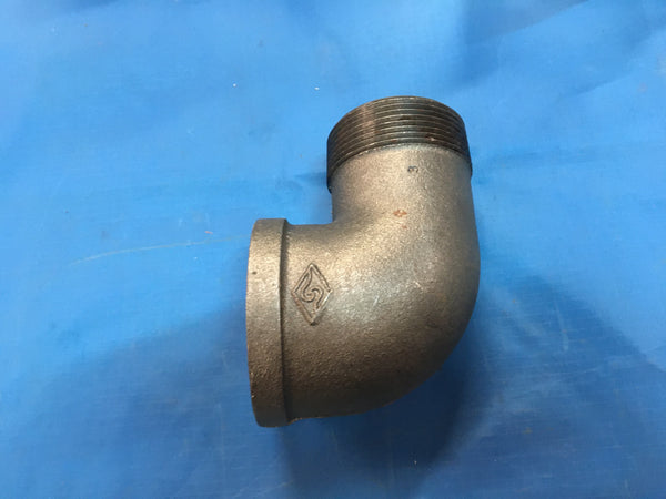 1-1/2" NPT, Malleable Iron Black Pipe, 90deg Street Elbow, Lot of 2