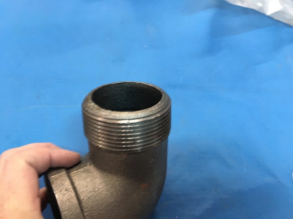 1-1/2" NPT, Malleable Iron Black Pipe, 90deg Street Elbow, Lot of 2