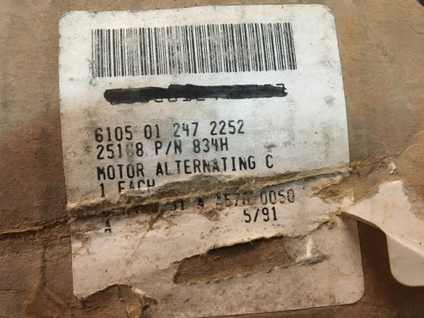 1/3 HP Doerr AC Motor 1PH, 1725RPM, 115V, 60HZ Model:LR22132 NSN:6105-01-247-2252