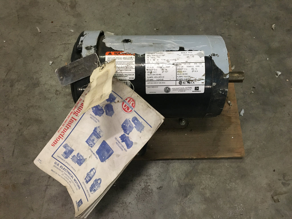US Motors U32E2DC, 1.5HP, 3PH, 1425RPM, 208-230/460V Model:AF22 NSN:610500MOTOR E