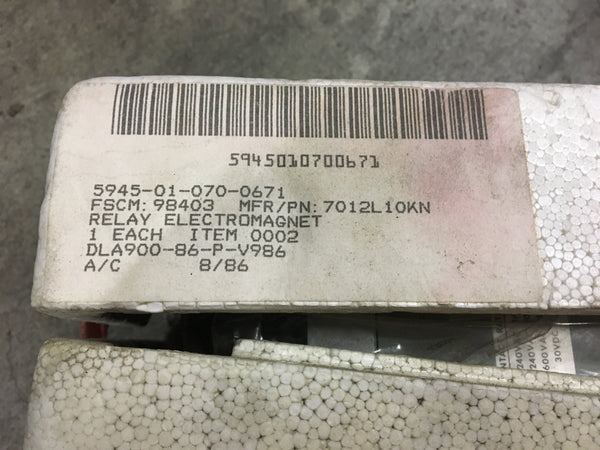 Agastat 7012L10KN Electromagnetic Relay 1-300 Seconds 440V 60HZ Time Delay/Pick Up NSN:5945-01-070-0671
