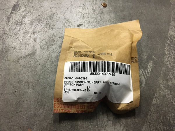 NOS Berg Push Switch, Air Press, 175 PSI MAX, NSN:5930-01-407-7486 Model:1125166C1