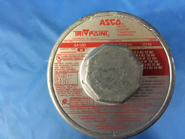 NEW!!! ASCO SA12D Tri-Point Pressure Switch, 125/250V-AC NSN:5930-01-186-8207
