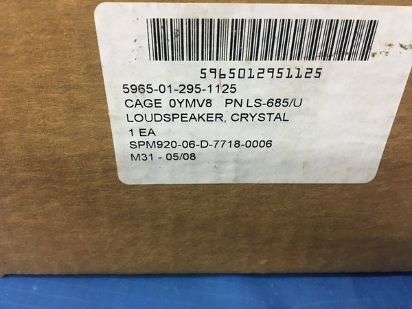 NOS Harris Corp Crystal Loudspeaker NSN: 5965-01-295-1125  P/N:LS-685/U  Model:A3018825